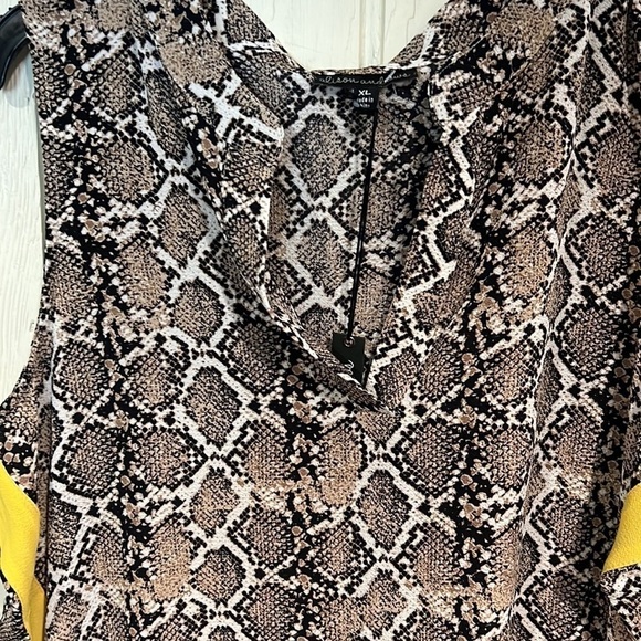 Alison Andrews Snakeskin Yellow Stripe Sleeveless Blouse XL - Picture 2 of 12